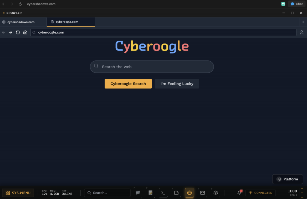 A screenshot of Cyberoogle on the CyberShadows website.