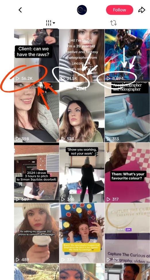 A screenshot of a TikTok page showing an outstanding increase in post views following the implementation of Arcanum's social media strategy.
