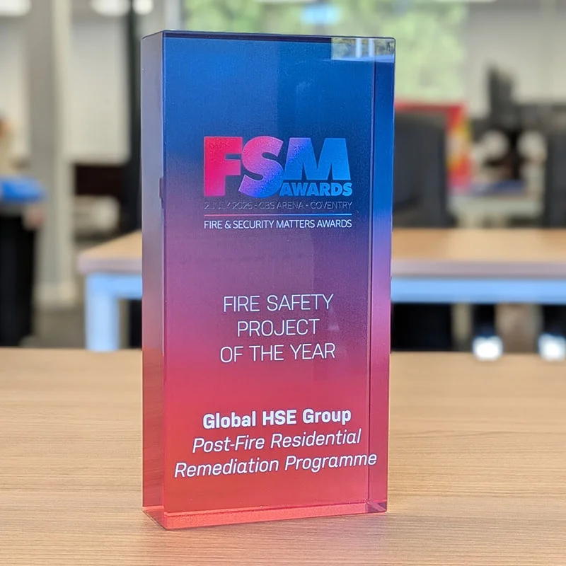 FSM Awards trophy on a desk